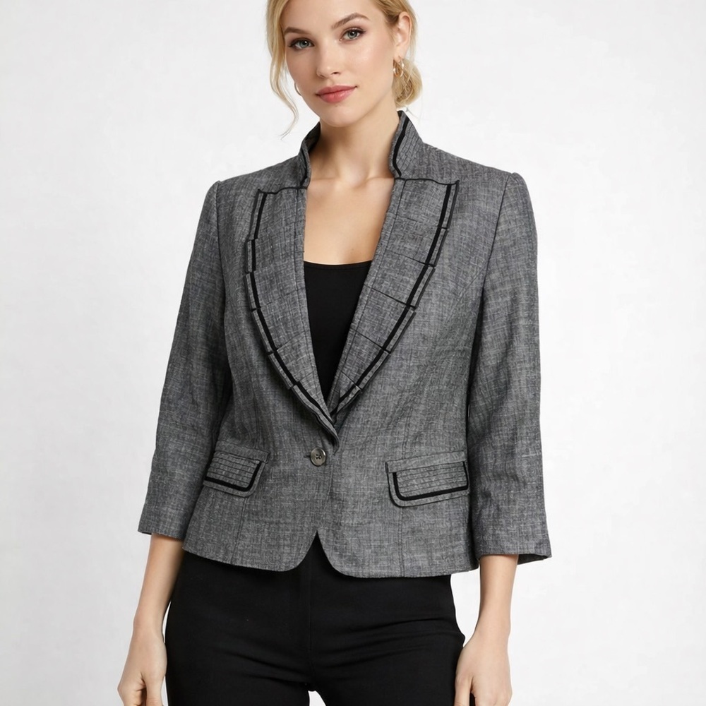 WHITE BLACK Women's Gray 3/4 sleeves Blazer/size 12